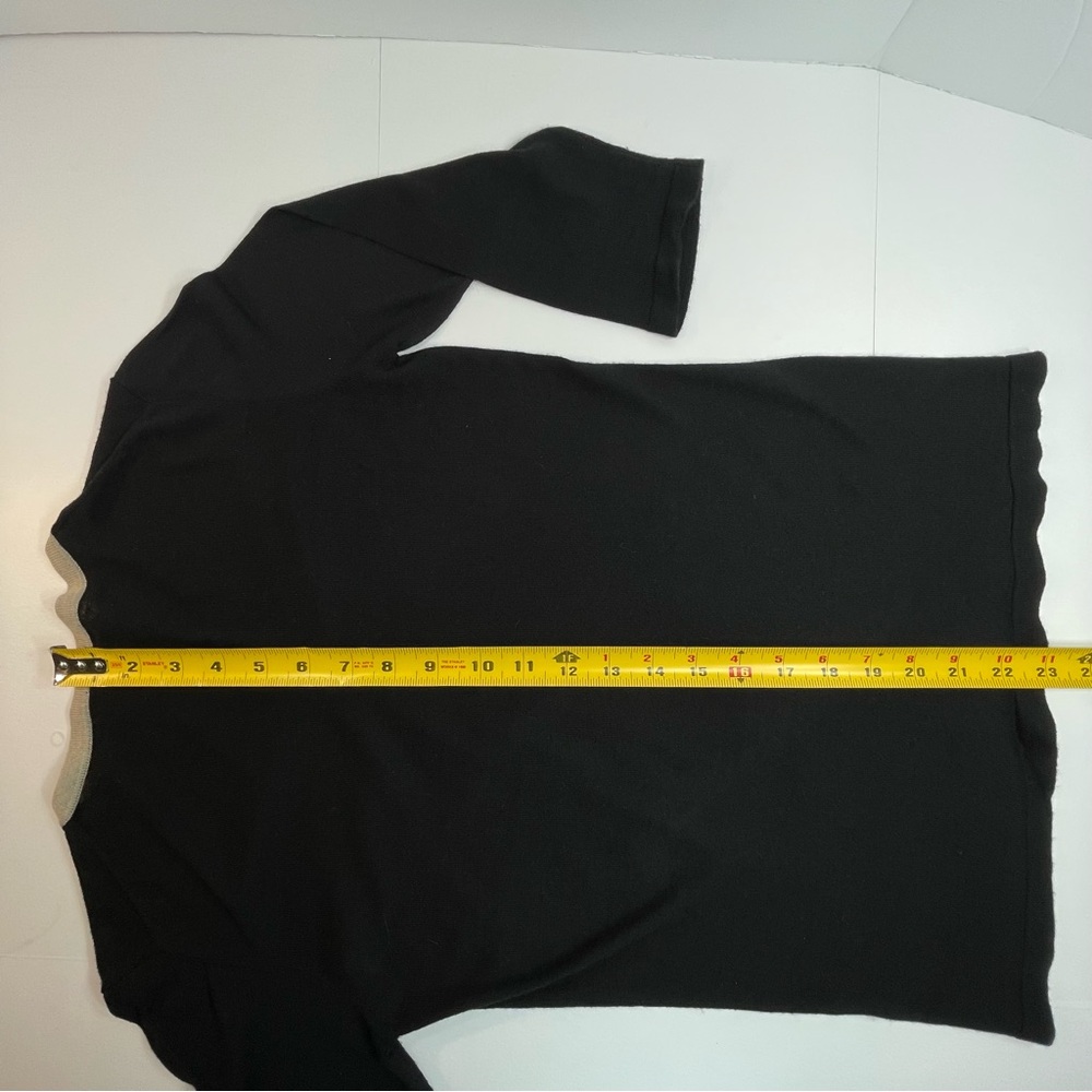 NWOT ARMAND DIRADOURIAN Women's Silk Cashmere Black Sweater Tan Trim Size Small - Picture 9 of 9
